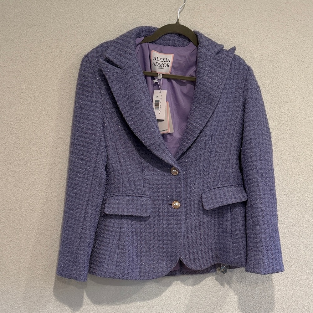 Alexia Admor Lilac Textured Wool-Blend Blazer